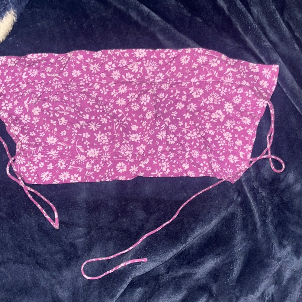 Purple floral tie tube top